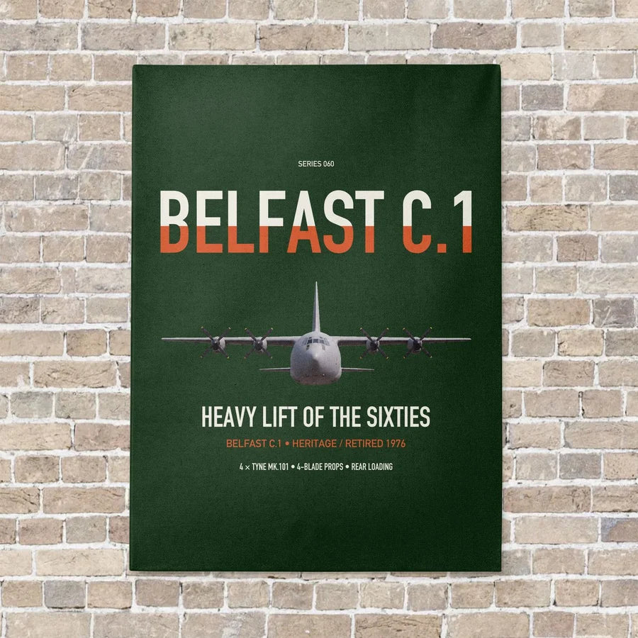 Short Belfast C.1 vertical canvas print - no frame - dark green background