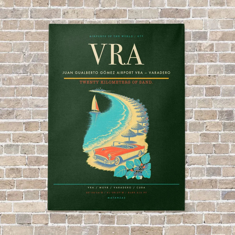 Juan Gualberto Gómez Airport VRA — Varadero vertical canvas print - no frame - dark green background