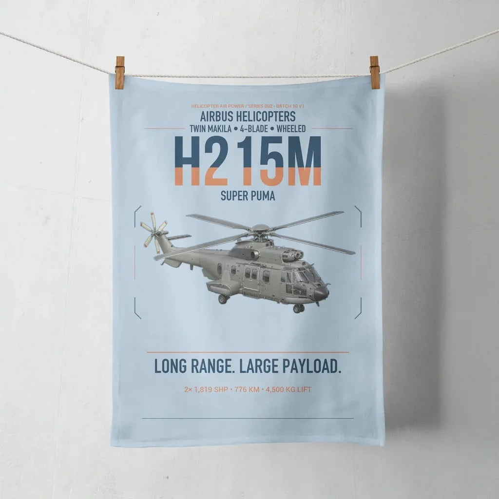 Airbus H215M design on light blue towel