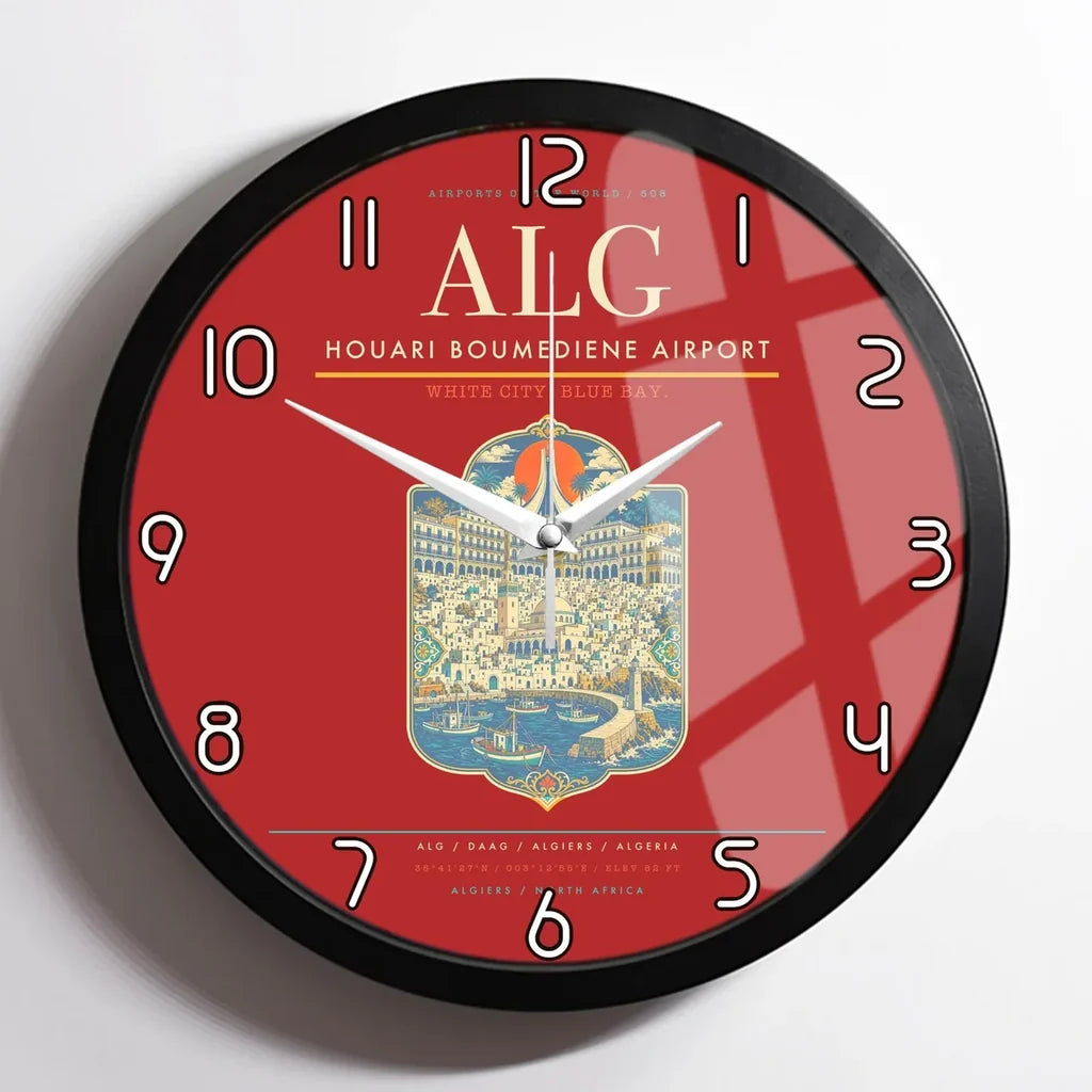 Houari Boumediene Airport ALG Wall-Clock Framed - Red