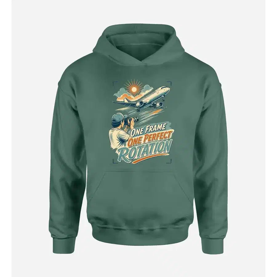 SIGNAL 565 - One Frame One Perfect Rotation design on green hoodie single side