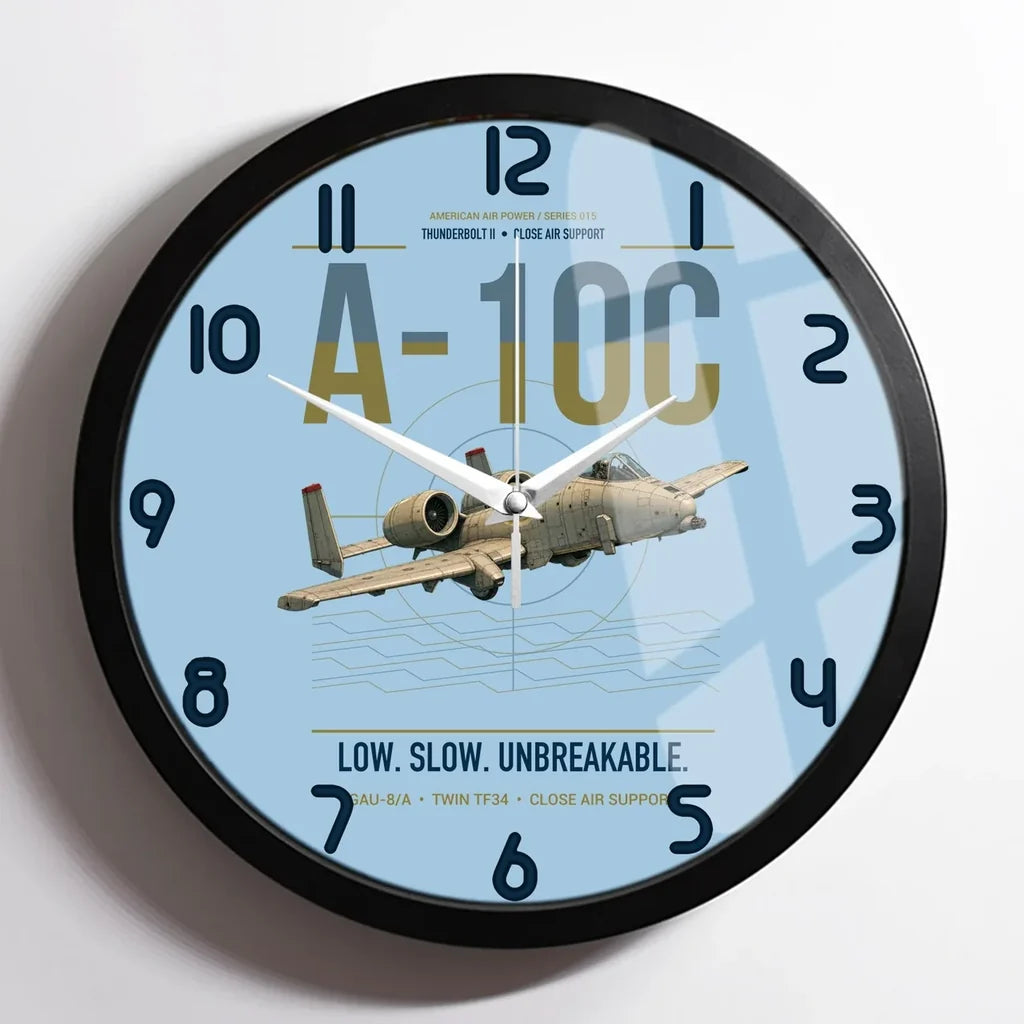A-10C Thunderbolt II design on light blue framed wall clock