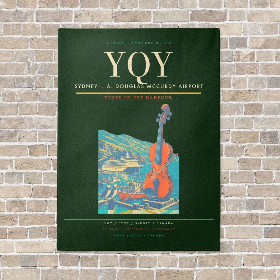Sydney–J.A. Douglas McCurdy Airport YQY vertical canvas print - no frame - dark green background
