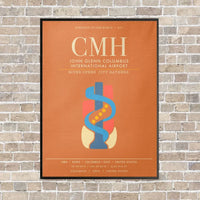 Thumbnail for John Glenn Columbus International Airport CMH - Canvas Framed - Orange