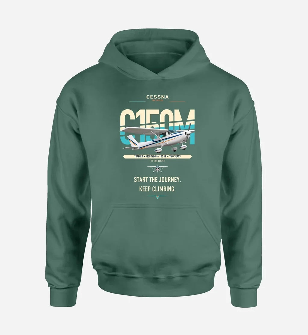 Cessna 150M design on green double-side hoodie, single-side print