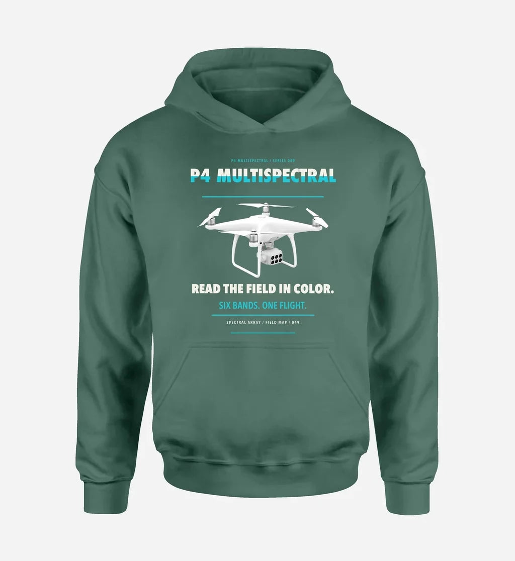 DJI P4 Multispectral design on green hoodie single side