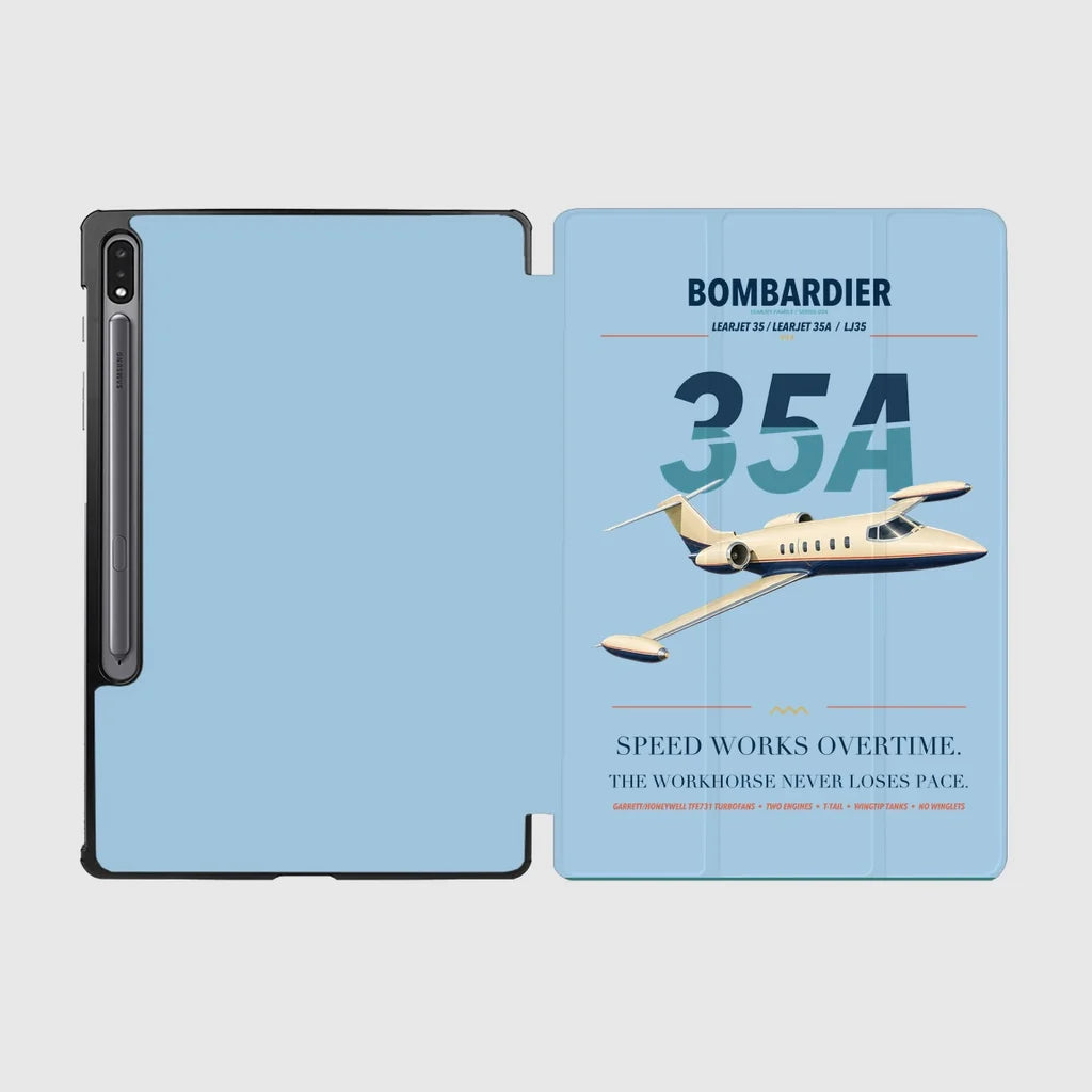Bombardier Learjet 35A design on light blue samsung tablet tablet case