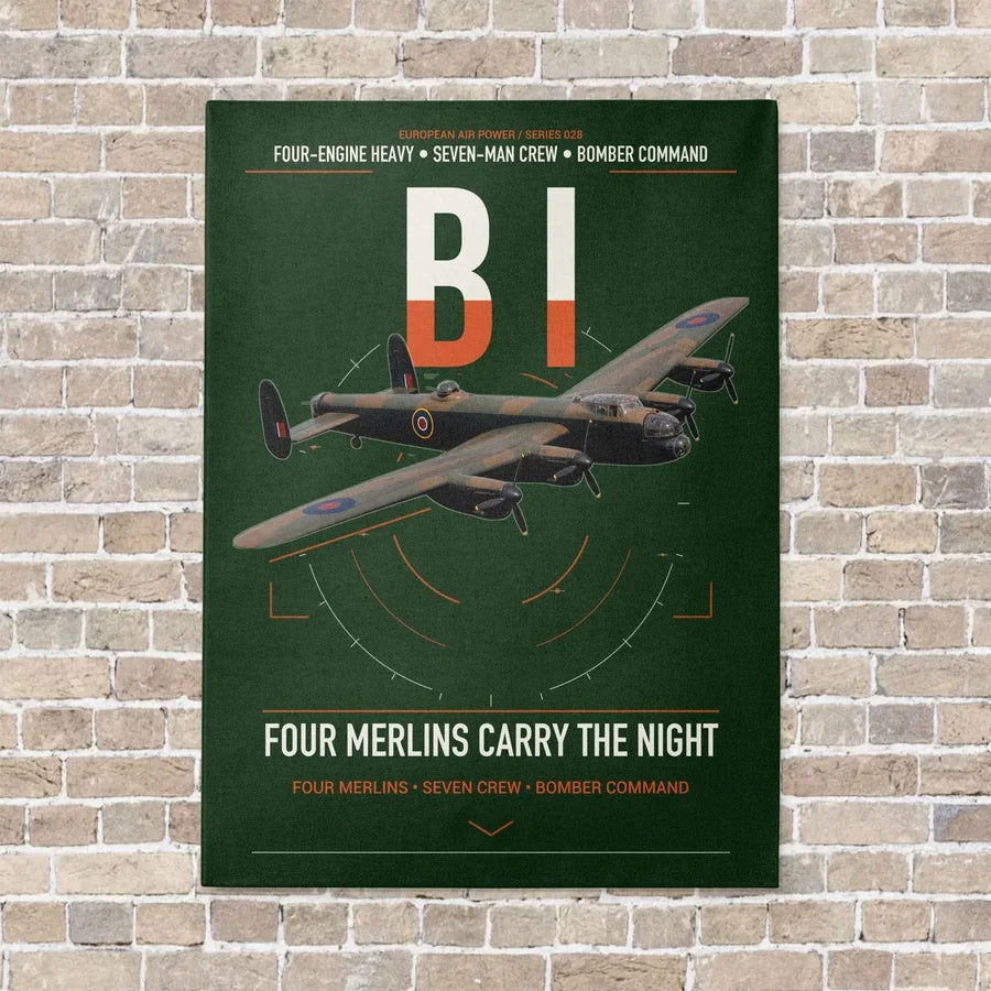 Avro Lancaster B I vertical canvas print - no frame - dark green background