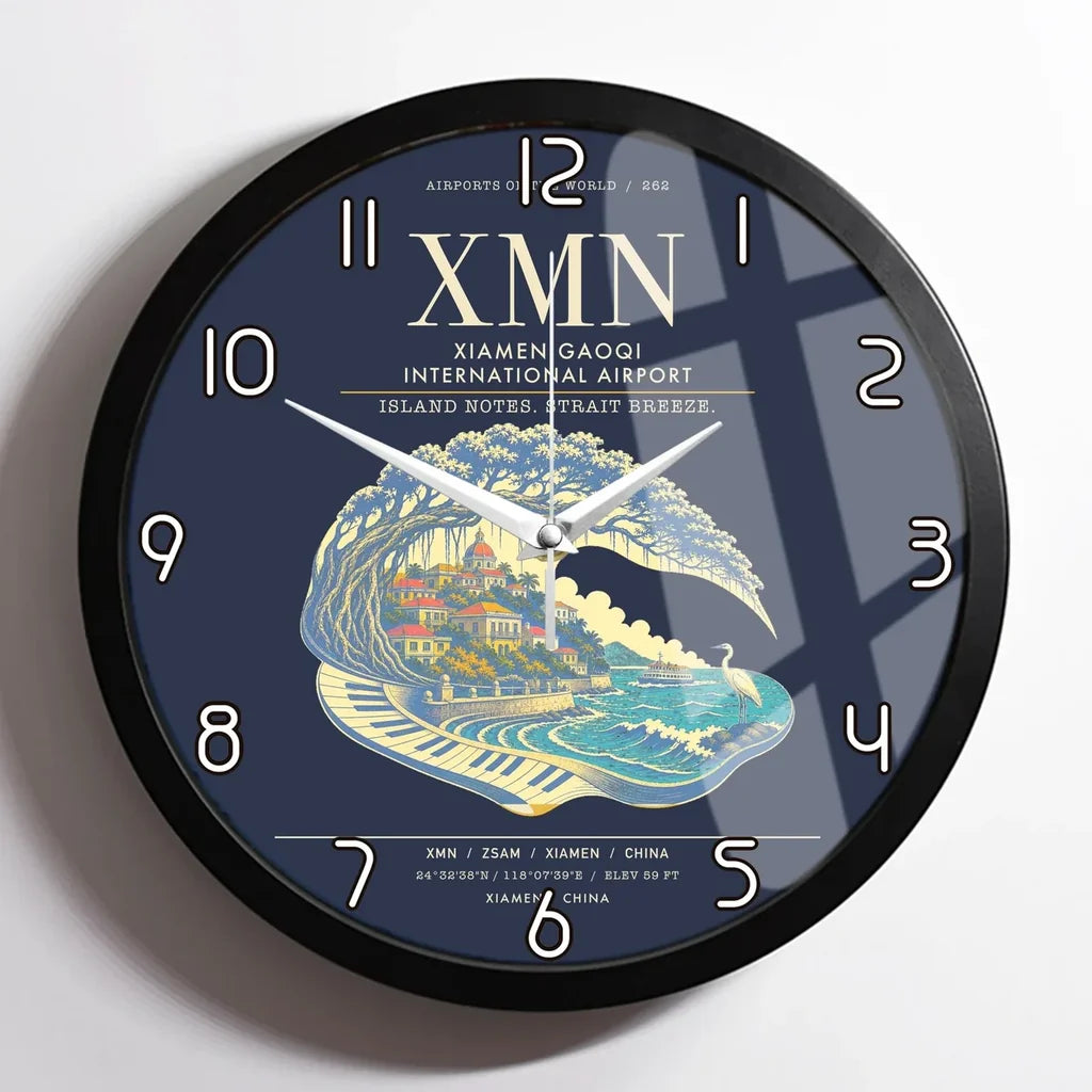 Xiamen Gaoqi International Airport XMN Wall-Clock Framed - Navy Blue