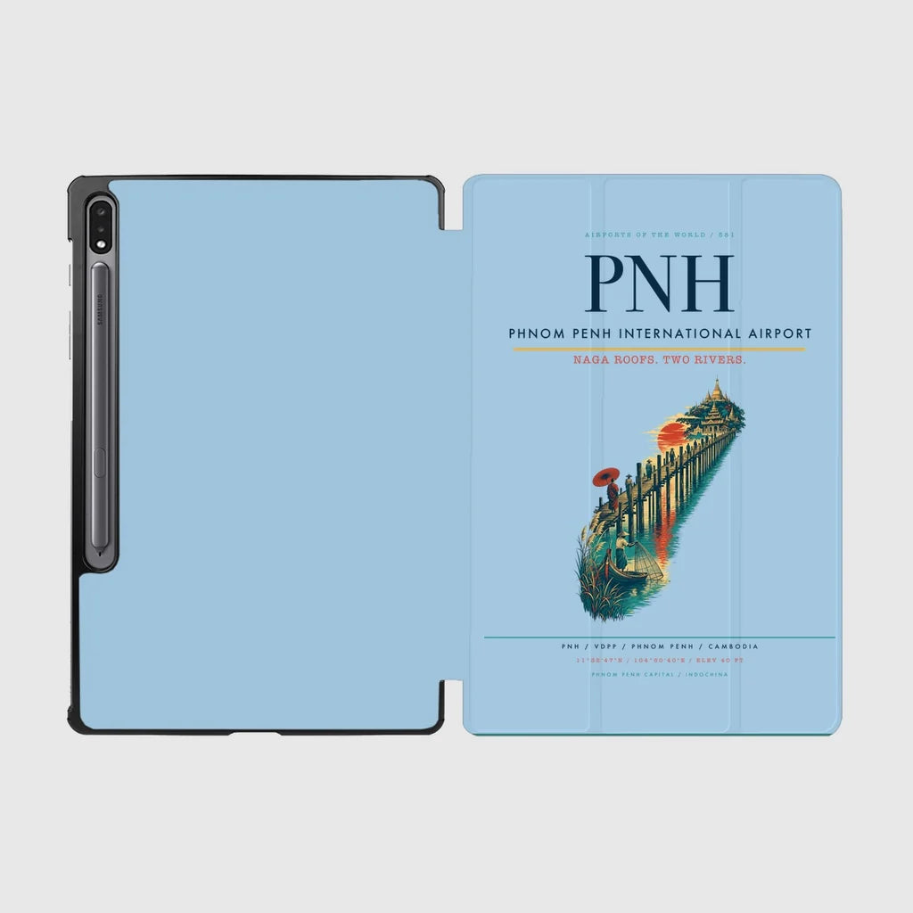 Phnom Penh International Airport (PNH) design on light blue samsung tablet tablet case