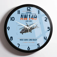 Thumbnail for Leonardo AW149 design on light blue framed wall clock