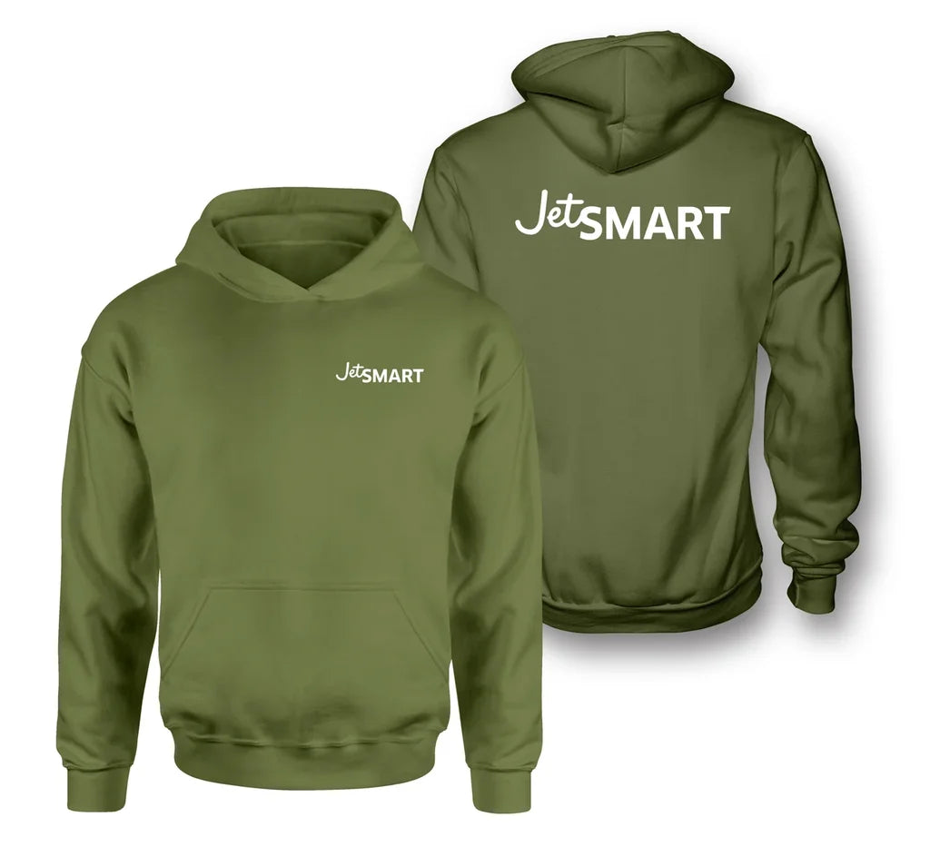 JetSmart Airlines logo on green army double side hoodie