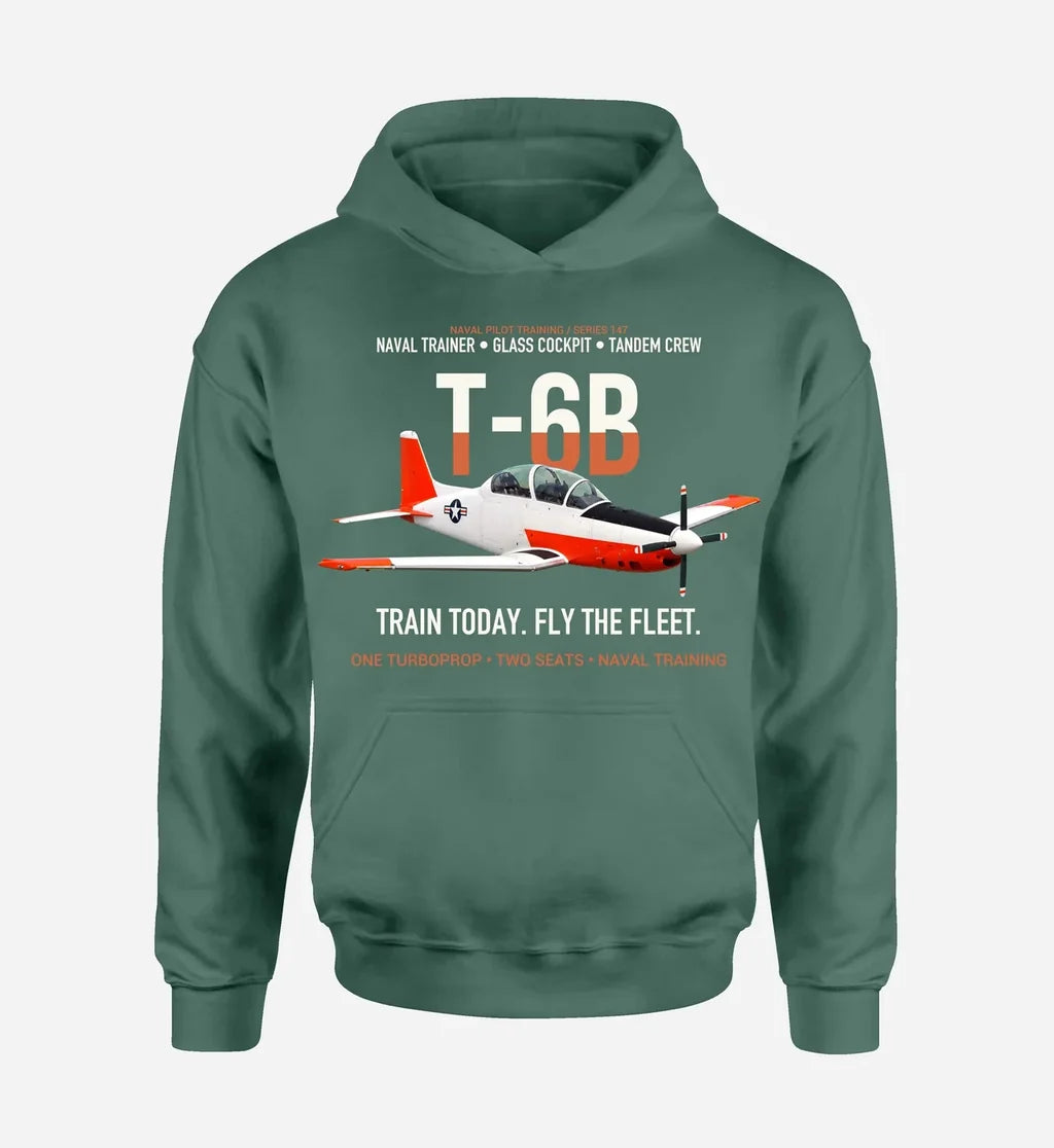 T-6B TEXAN II design on green hoodie single side