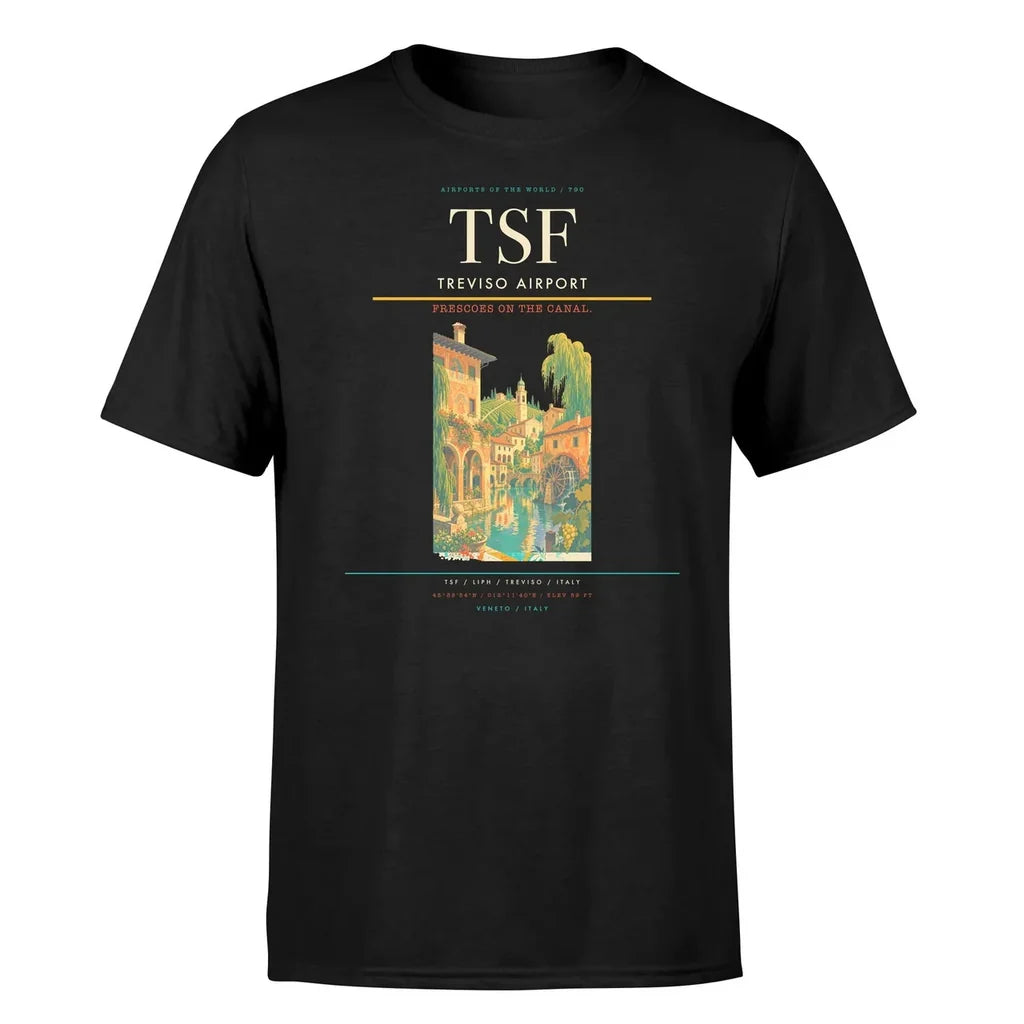 Treviso Airport (TSF) T-Shirt single-side front print in Black | treviso-airport-tsf-double-side-t-shirt