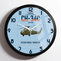 Thumbnail for Sikorsky CH-34C Choctaw design on light blue framed wall clock