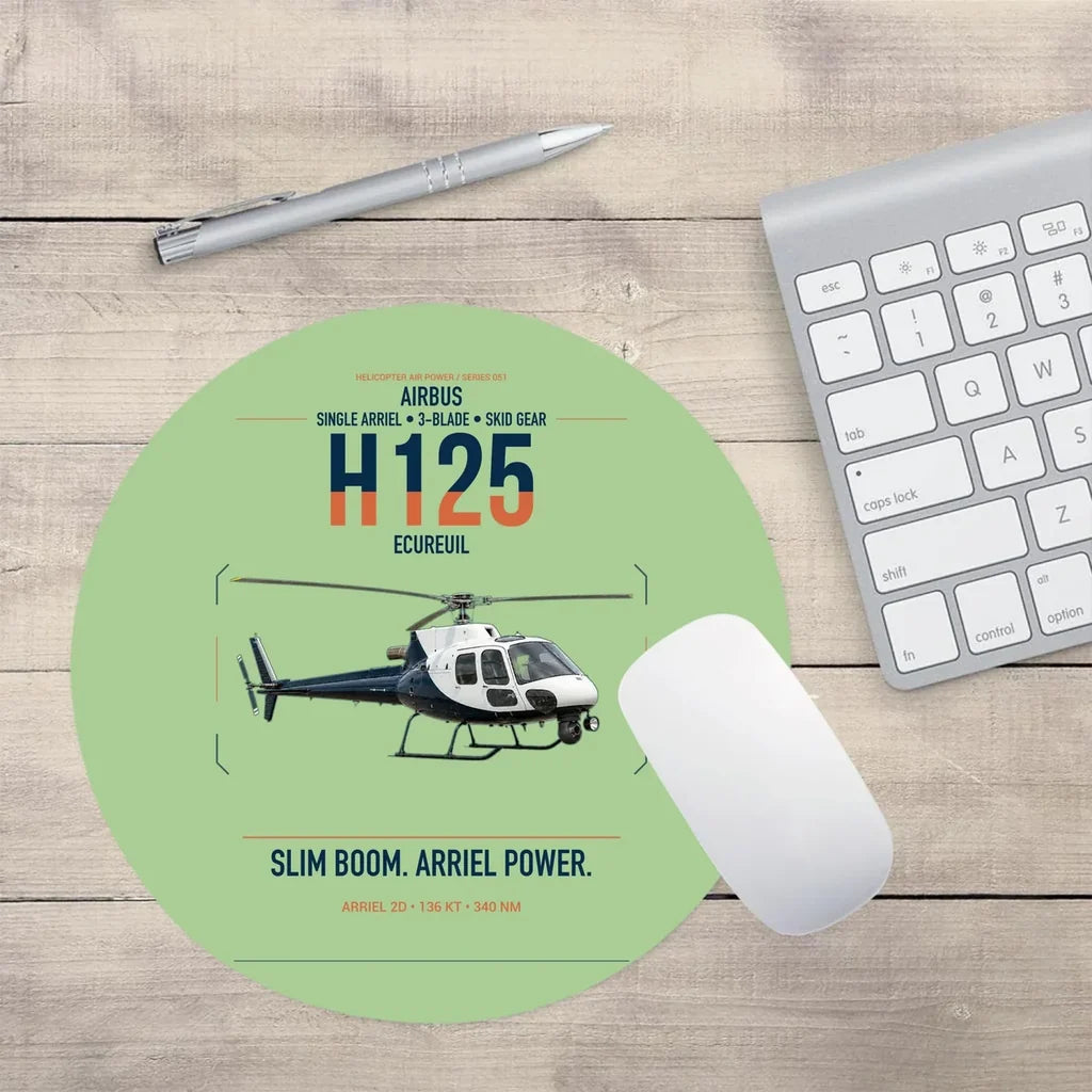 Airbus H125 design on light green round mouse pad