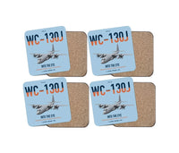 Thumbnail for WC-130J Hurricane Hunter design on light blue 4 pieces set coaster