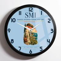 Thumbnail for Samos International Airport (SMI) design on light blue framed wall clock