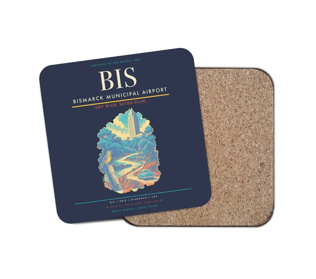 Bismarck Municipal Airport BIS Coaster 1-Piece - Navy Blue