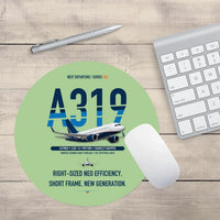 Thumbnail for Airbus A319neo design on light green round mouse pad