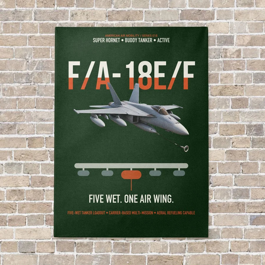 F A-18E F Buddy Tanker vertical canvas print - no frame - dark green background