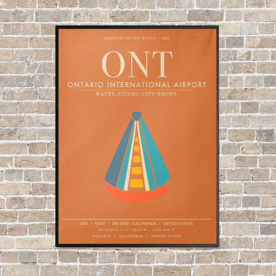 Ontario International Airport ONT - Canvas Framed - Orange