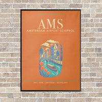 Thumbnail for Amsterdam Airport Schiphol AMS - Canvas Framed - Orange