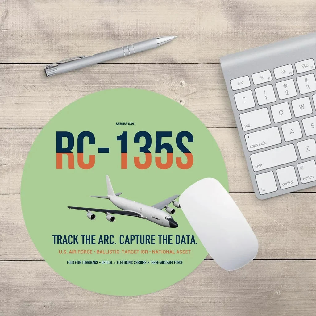 RC-135S Cobra Ball design on light green round mouse pad