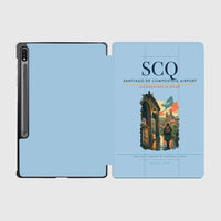 Thumbnail for Santiago de Compostela Airport (SCQ) design on light blue samsung tablet tablet case
