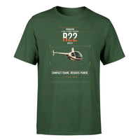 Thumbnail for Robinson R22 Beta II design on dark green t-shirt, single-side print