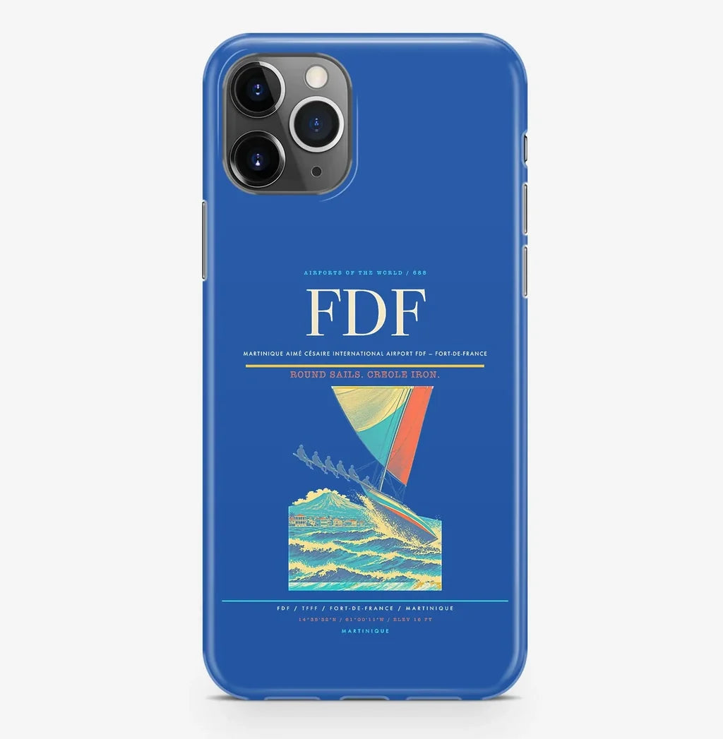 Fort-de-France Airport (FDF) design on blue iPhone 16 Pro MagSafe case