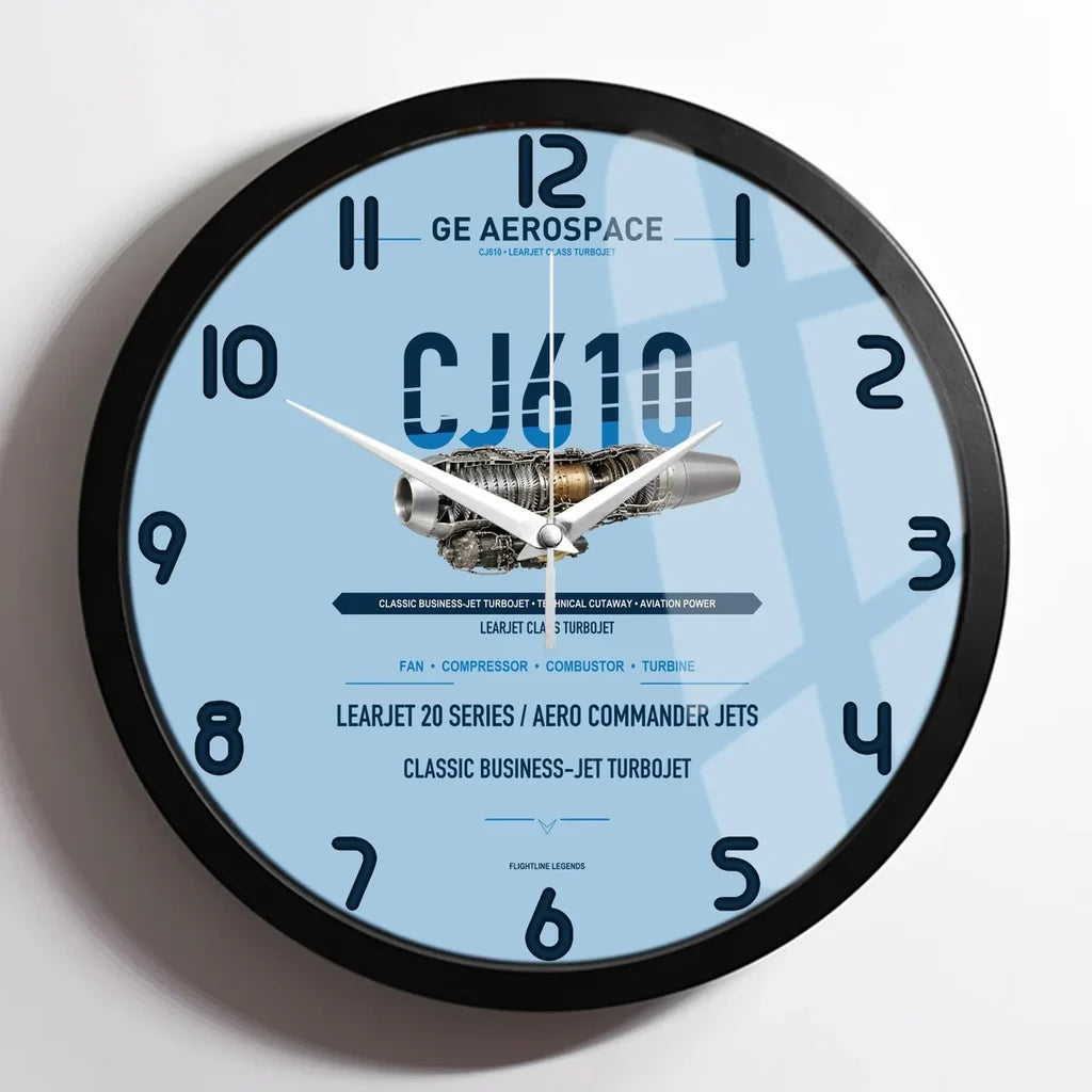 CJ610 design on light blue framed wall clock