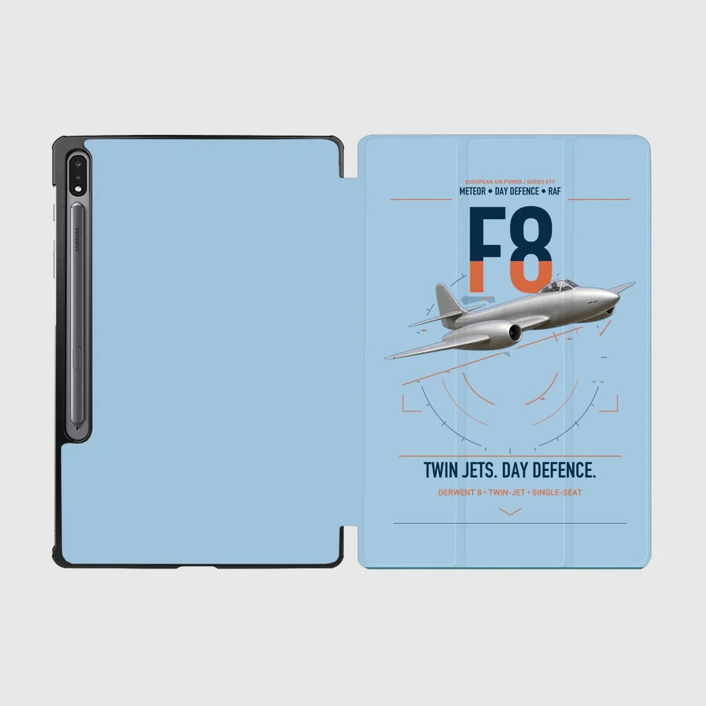Gloster Meteor F8 design on light blue samsung tablet tablet case