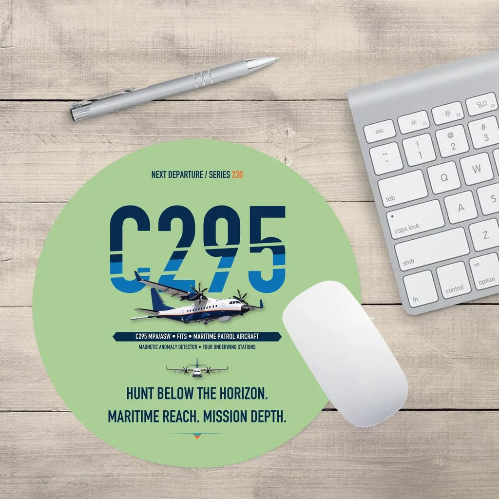 Airbus C295 MPA/ASW design on light green round mouse pad