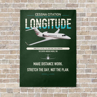 Thumbnail for Cessna Citation Longitude vertical canvas print - no frame - dark green background