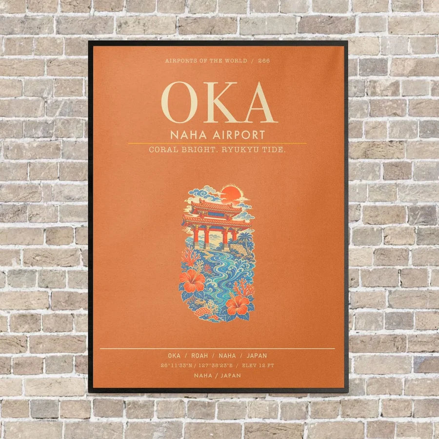 Naha Airport OKA - Canvas Framed - Orange