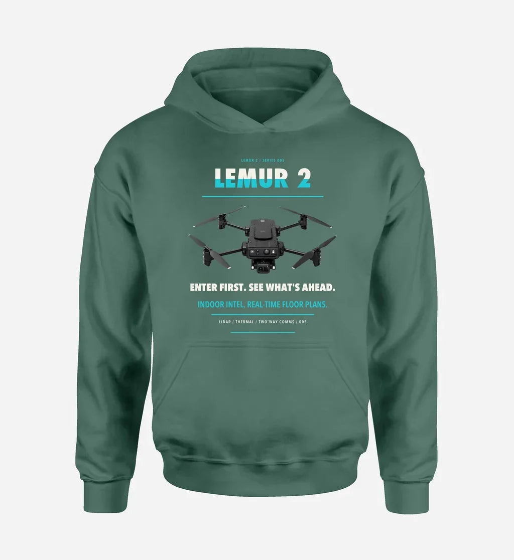 BRINC LEMUR 2 design on green hoodie single side