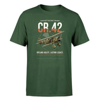 Thumbnail for Fiat CR.42 Falco design on dark green t-shirt, single-side print