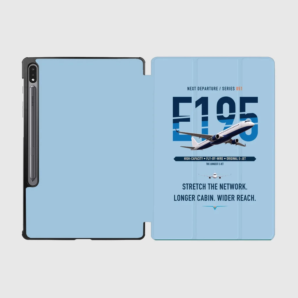 Embraer E195 design on light blue samsung tablet tablet case