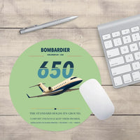 Thumbnail for Bombardier Challenger 650 design on light green round mouse pad