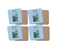 Thumbnail for Toulon-Hyères Airport (TLN) design on light blue 4 pieces set coaster