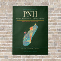 Thumbnail for Phnom Penh International Airport PNH vertical canvas print - no frame - dark green background
