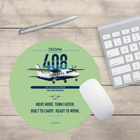 Thumbnail for Cessna 408 SkyCourier design on light green round mouse pad