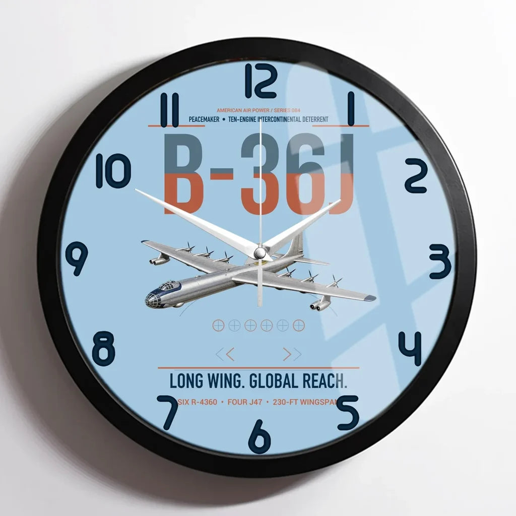 B-36J Peacemaker design on light blue framed wall clock