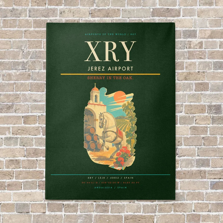 Jerez Airport XRY vertical canvas print - no frame - dark green background