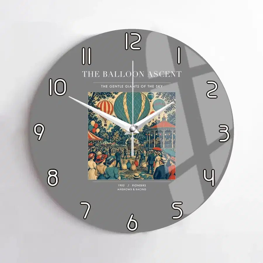 VINTAGE G4011 - The Balloon Ascent - Designed Wall Clocks design on gray no-frame