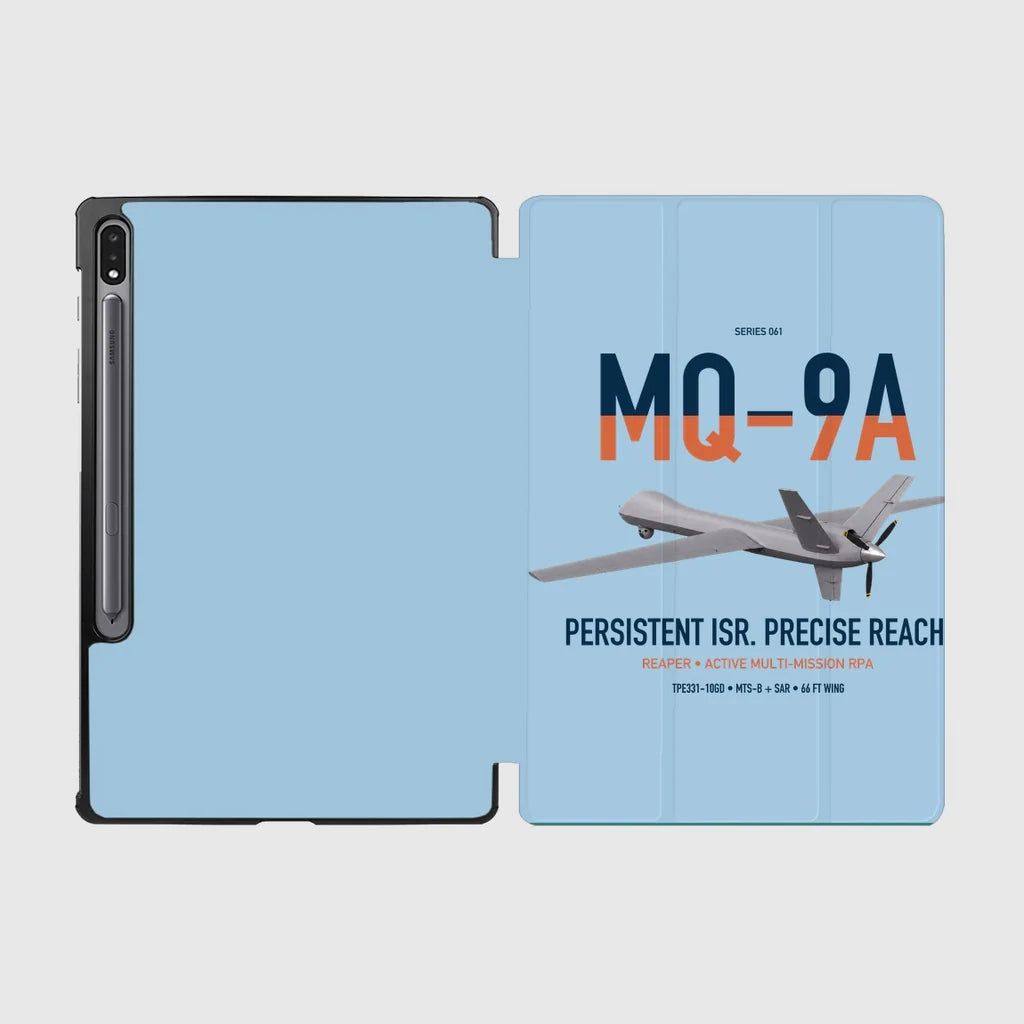MQ-9A Reaper design on light blue samsung tablet tablet case