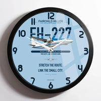 Thumbnail for Fairchild Hiller FH-227B design on light blue framed wall clock