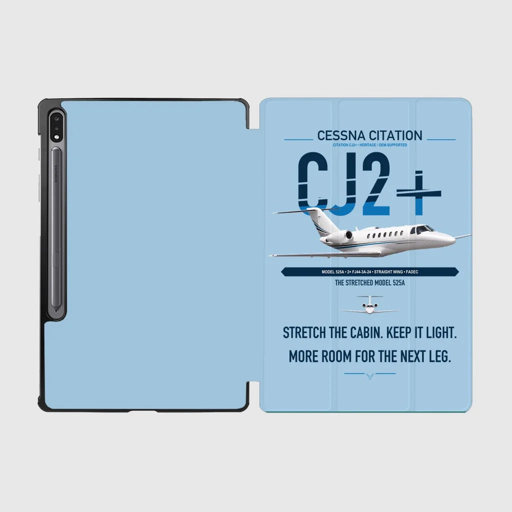 Cessna Citation CJ2+ design on light blue samsung tablet tablet case