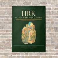 Thumbnail for Kharkiv International Airport HRK vertical canvas print - no frame - dark green background